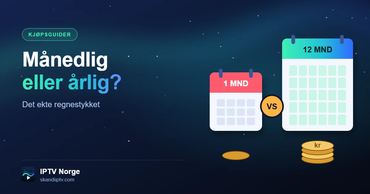 IPTV-abonnement månedlig eller årlig – kalender for 1 måned mot 12 måneder