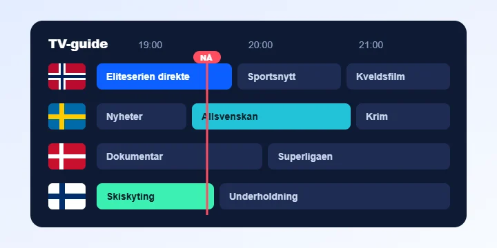 IPTV Nordic TV-guide med norske, svenske, danske og finske direktekanaler
